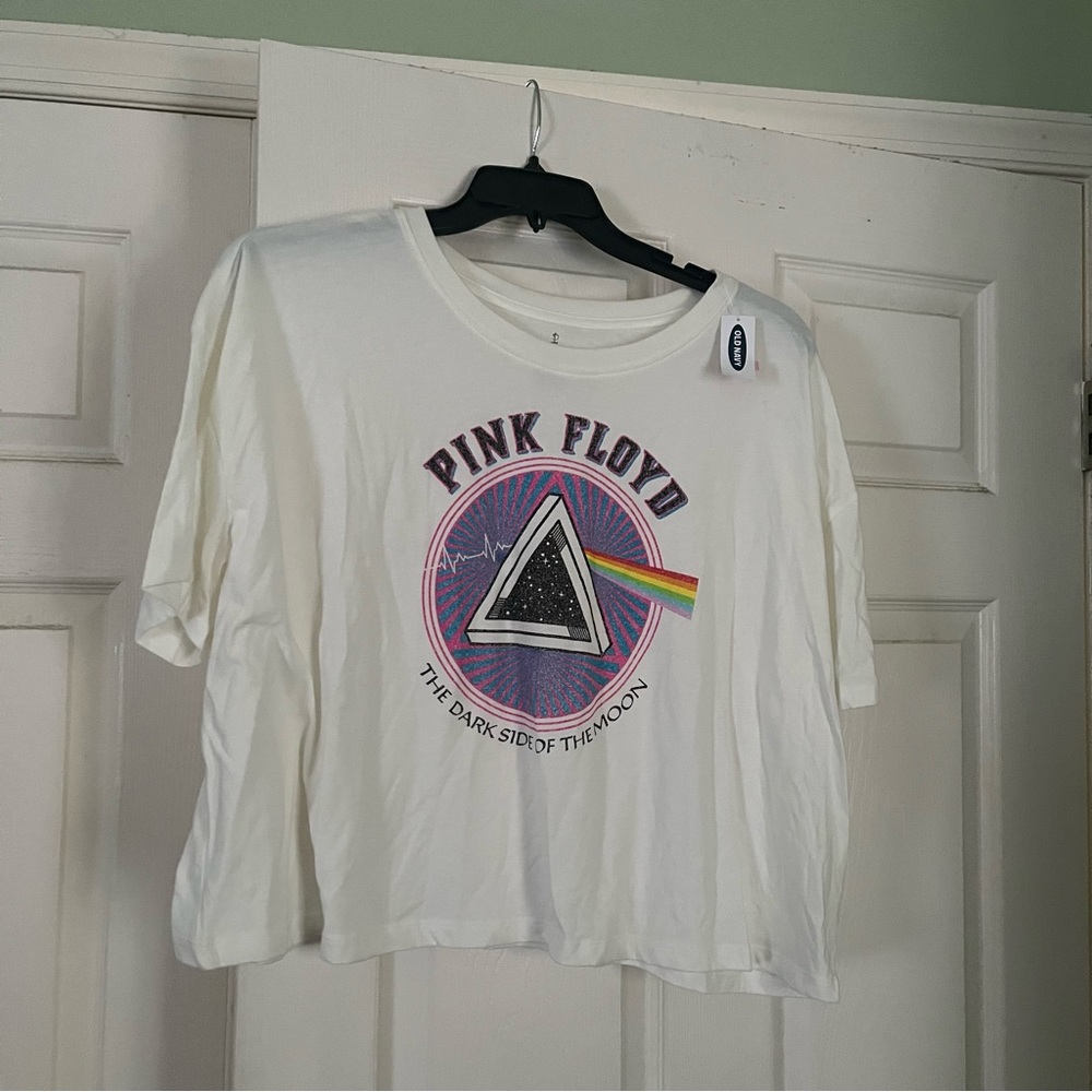 Women’s Old Navy White Pink Floyd Crop Top Size XXL NWT